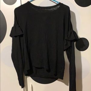 Black Trumpet Sleeve Dress Shirt